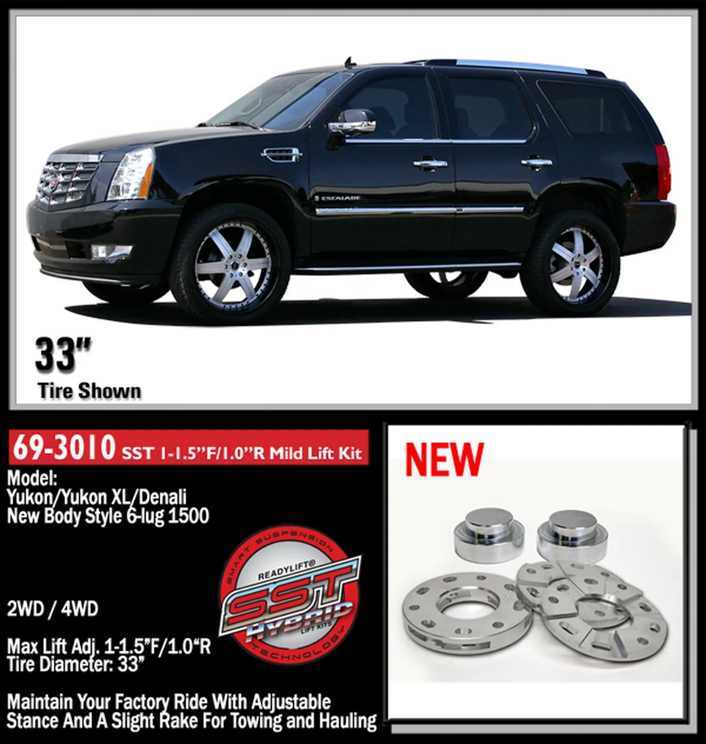 ReadyLift 1"-1.5"F Adjustable 1"R SST Lift Kit GM SUV SUT 1500 2007-2020 - Image 3