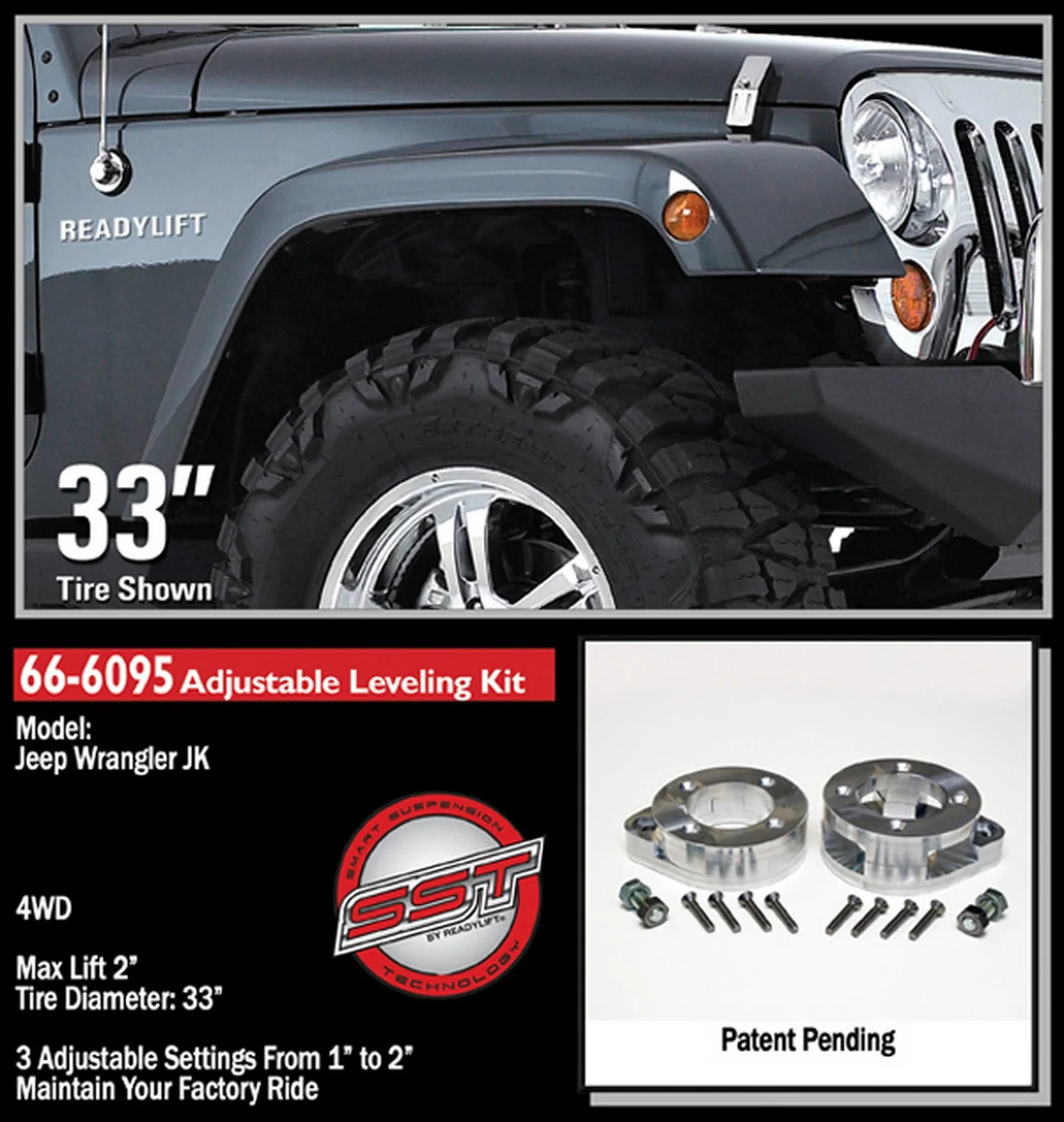 ReadyLift 1-2" Front Leveling Kit for Jeep JK Wrangler 4WD 2007-2018 - Image 5