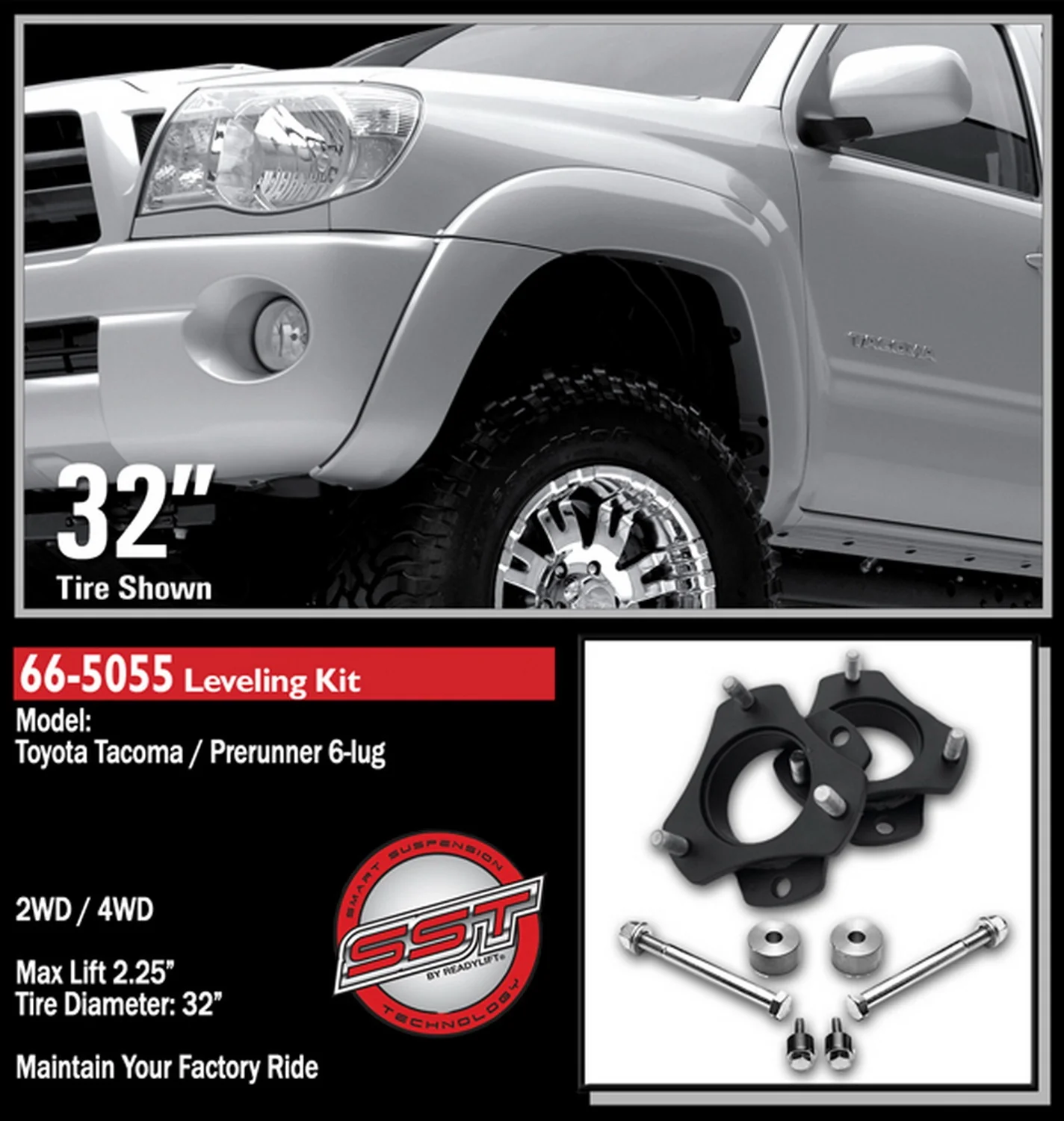 ReadyLift 2.25" Front Leveling Kit for Toyota Tacoma 6-Lug 2005-2023 - Image 2