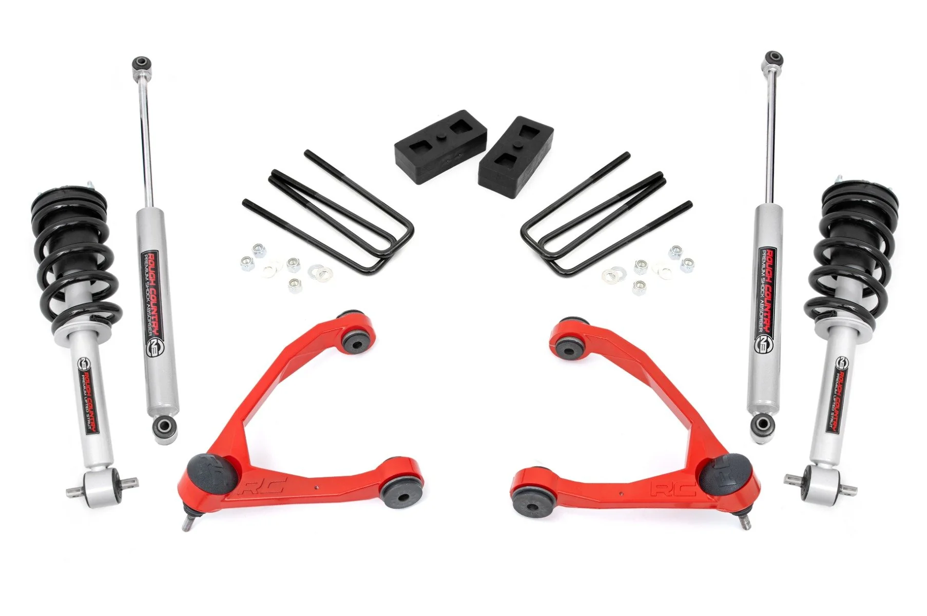 Rough Country 3.5" Lift Kit Cast Steel N3 Strut Chevy/GMC 1500 07-13 246.23RED