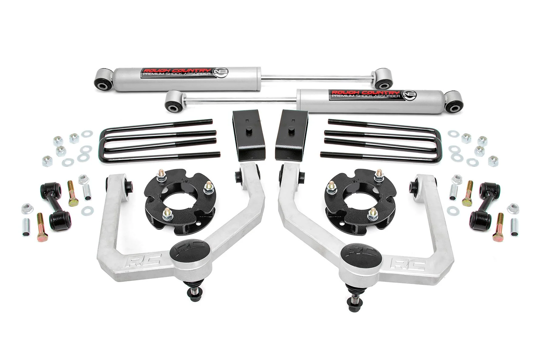 Rough Country 3in Bolt-On Lift Kit Strut Spacers For Nissan 04-21 Titan 83430