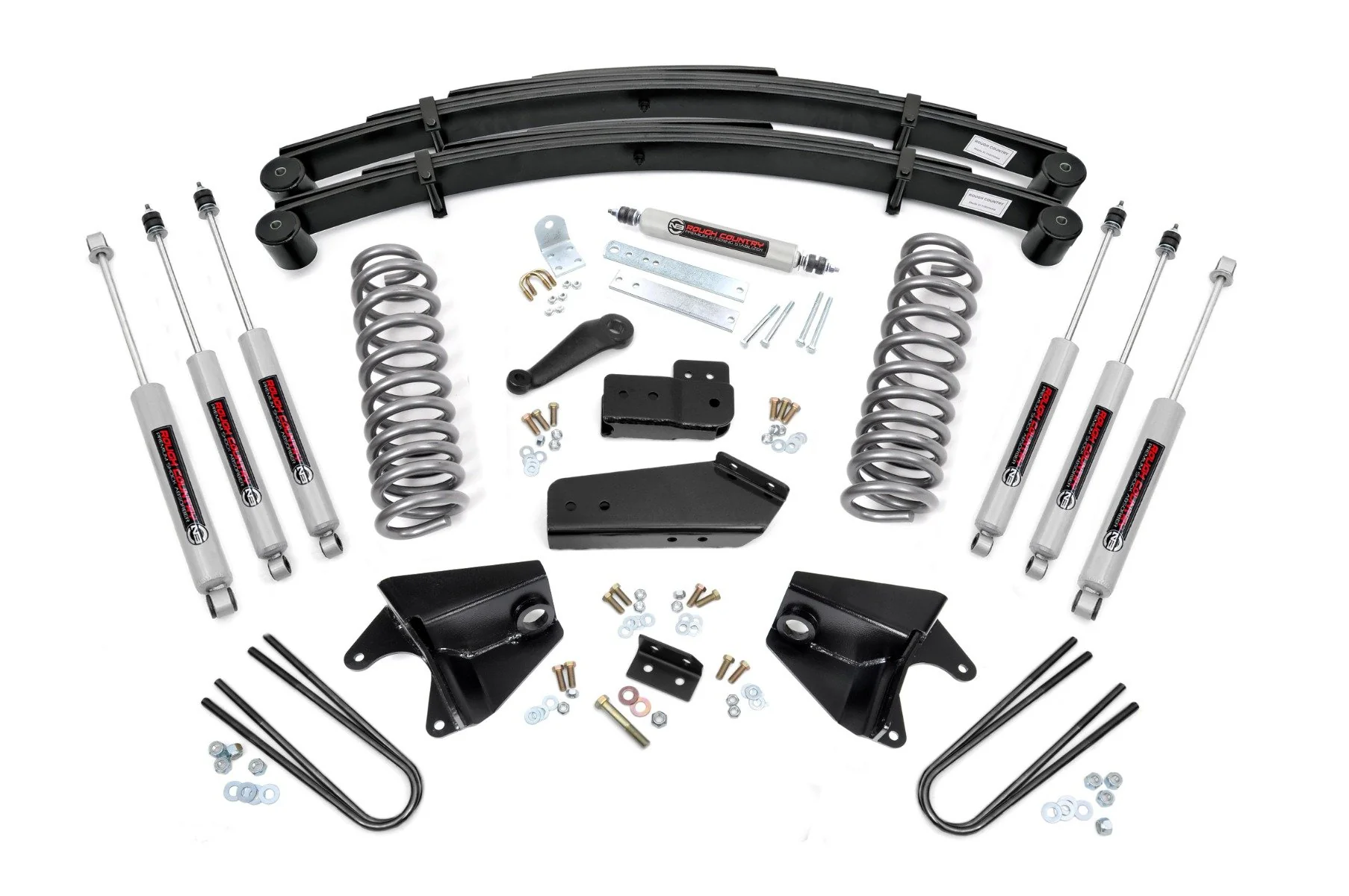 Rough Country 4" Lift Kit Quad Frt Shocks Rear Springs for Ford Bronco 4wd 80-96 520B33