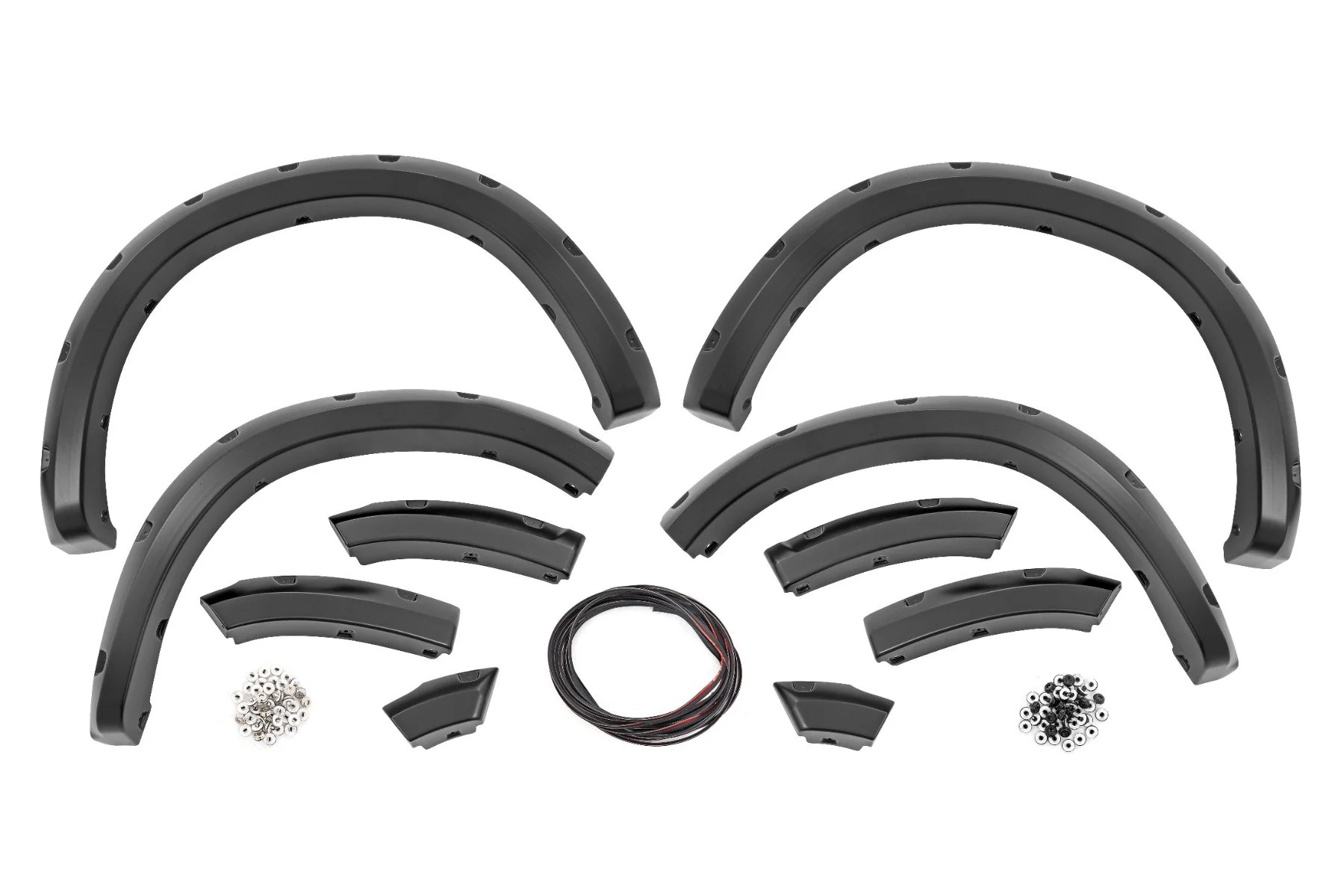 Rough Country Fender Flares Both Bumpers PXQ Black Metallic for Ram 1500 09-18