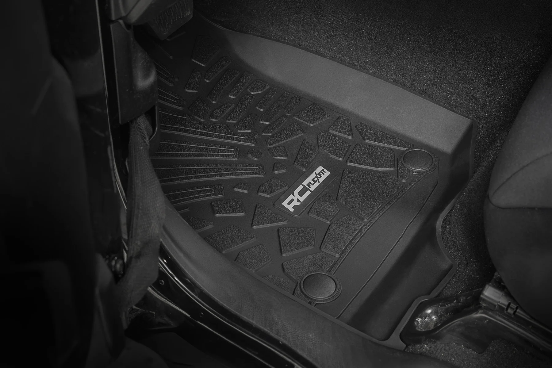 Rough Country Flex Fit Floor Mats FR 4Dr for Jeep Wrangler JLU 4wd 18-24 - Image 2