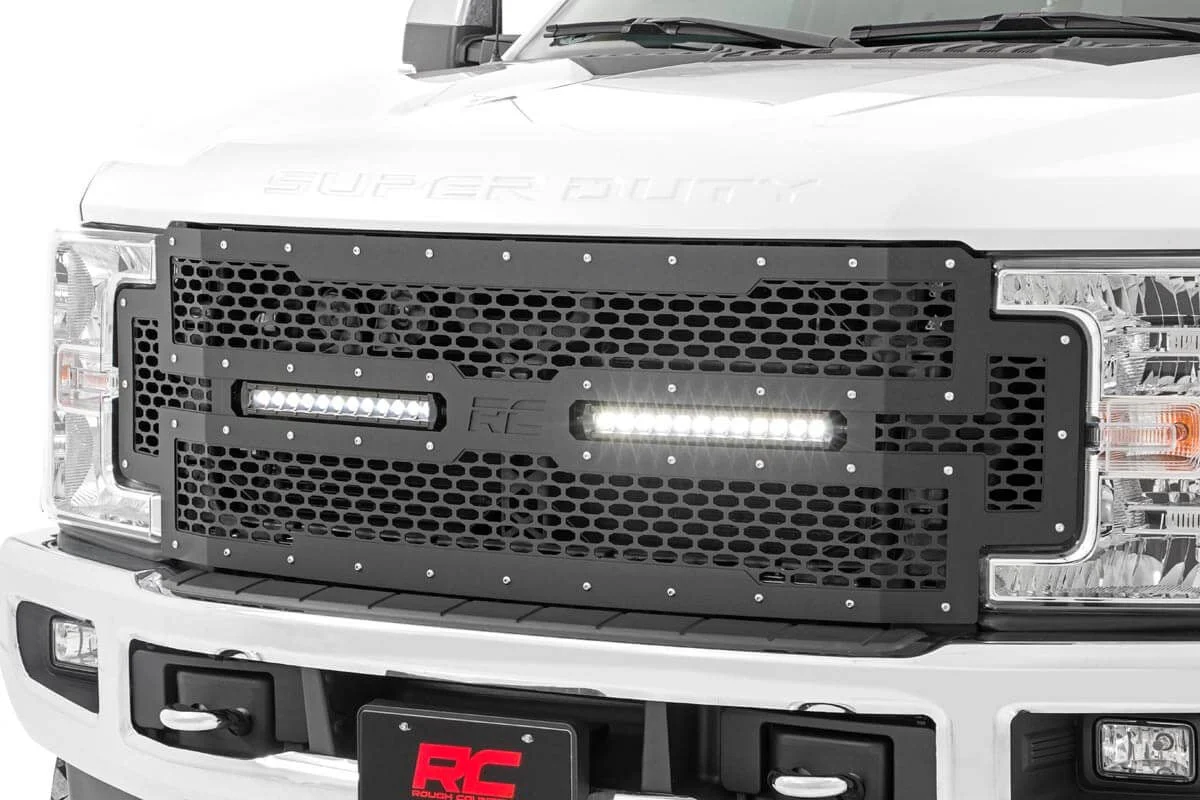 Ford Mesh Grille w/Dual 12in Black-Series LEDs 17-19 Sup uty 70216 - Image 3