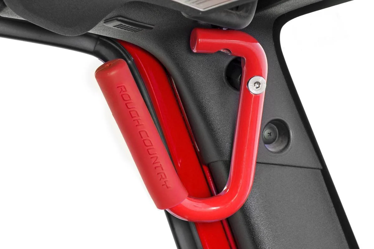 Jeep Front Solid Steel Grab Handles 07-18 Wrangler JK Red 6501RED - Image 2
