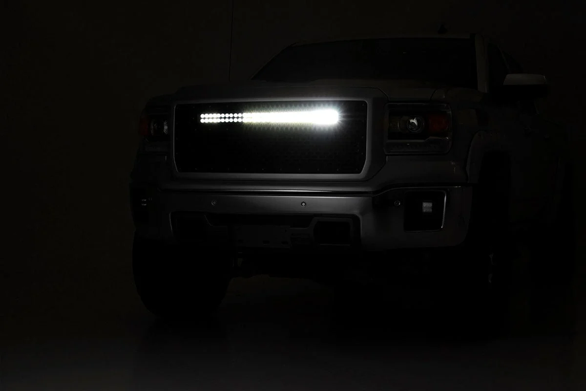 GMC Mesh Grille 30" Dual Row BLK LED White DRL 14-15 Sierra 1500 70190DRL - Image 6