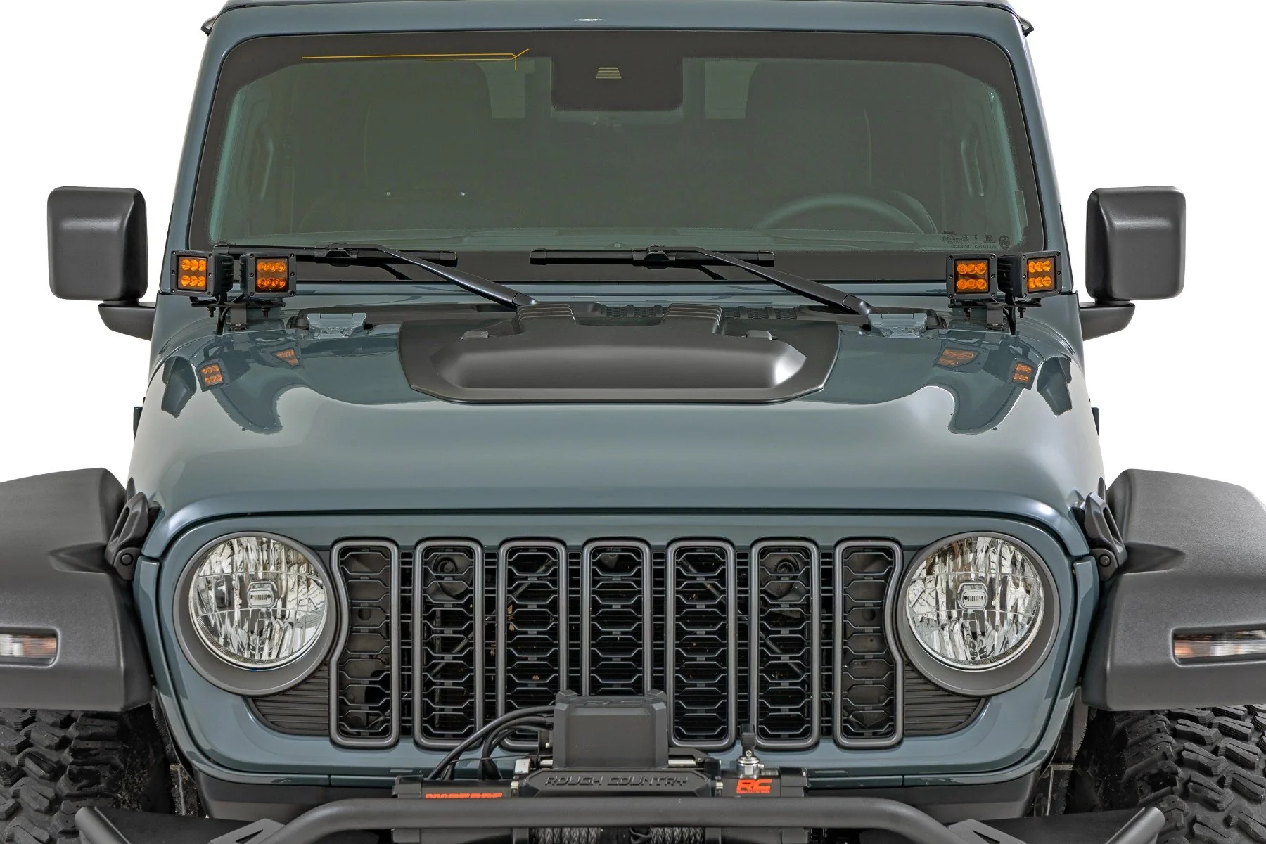 Rough Country Hood Scoop | PPS Fathom Blue | for Jeep Gladiator JT/Wrangler JL 4WD (2018-2025) - Image 2