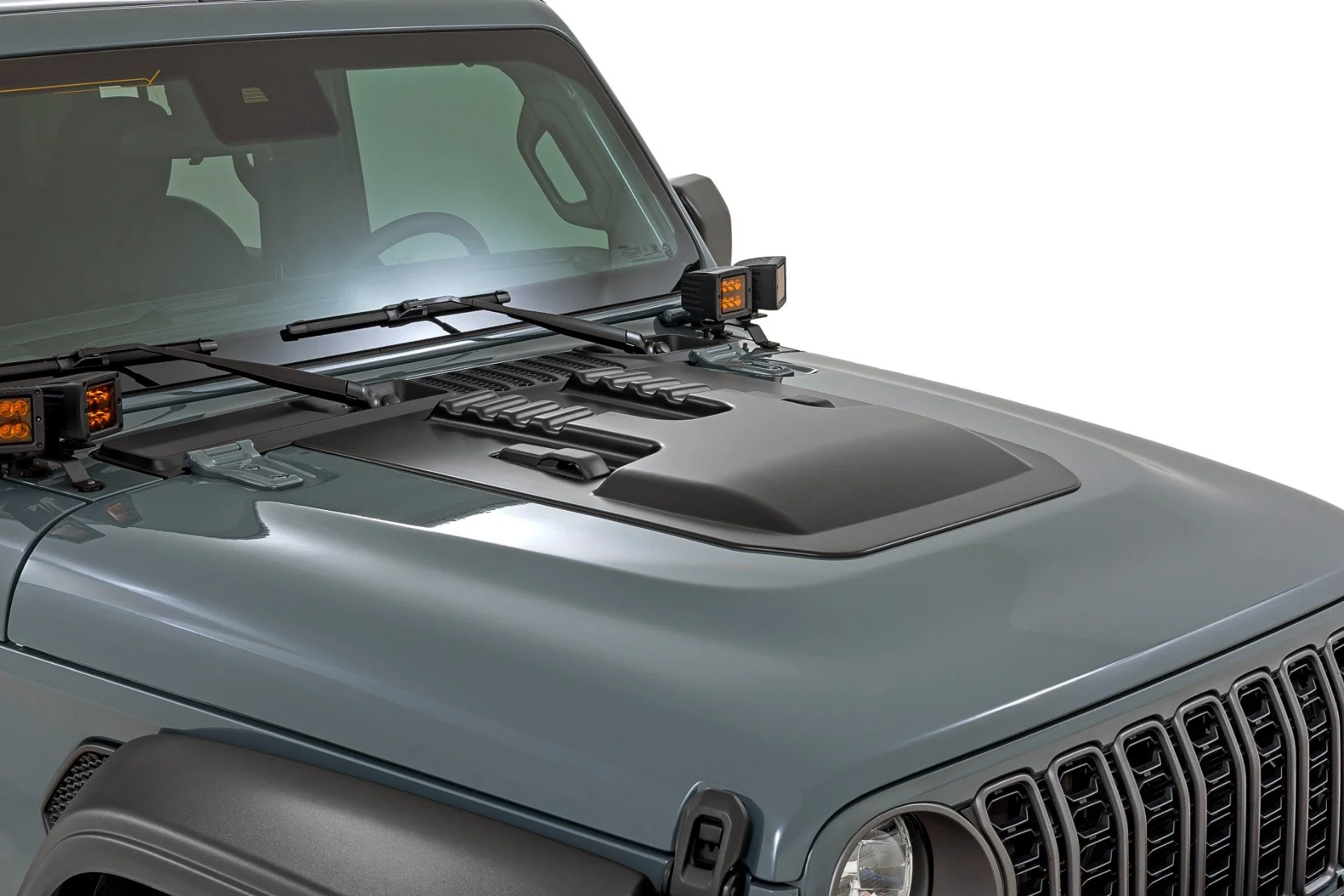Rough Country Hood Scoop | PW7 Bright White | for Jeep Gladiator JT/Wrangler JL 4WD (2018-2025)
