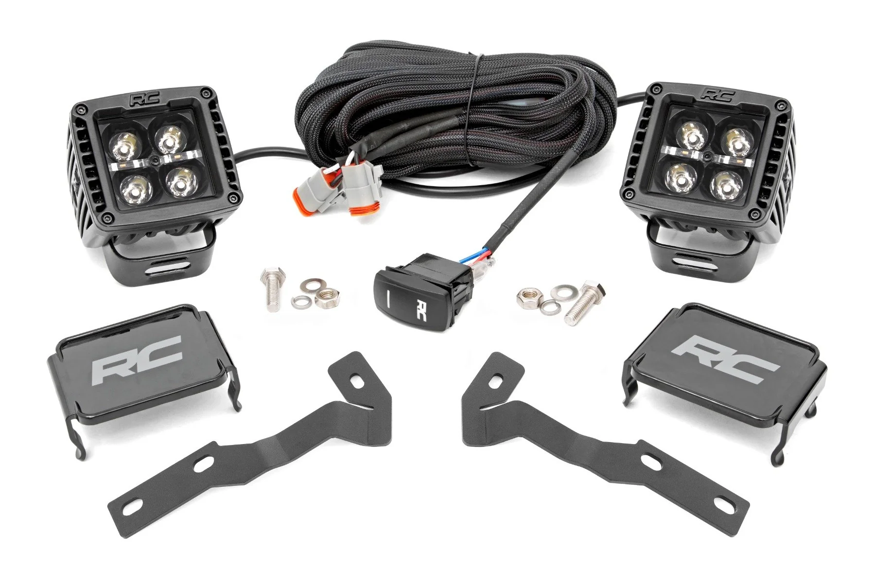 LED Ditch Mount 2" Black Pair White DRL Tacoma 16-23 71082
