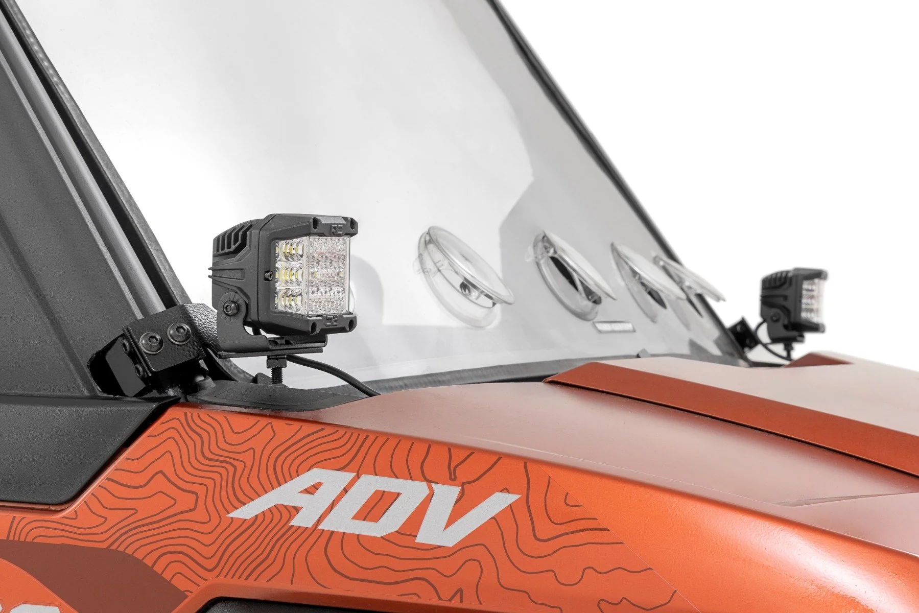 Rough Country LED Kit Front Mount 2" Black Pair Polaris XPEDITION ADV 5 - Image 2